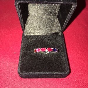 Simulated Colors of Sapphire Rainbow Eternity Band